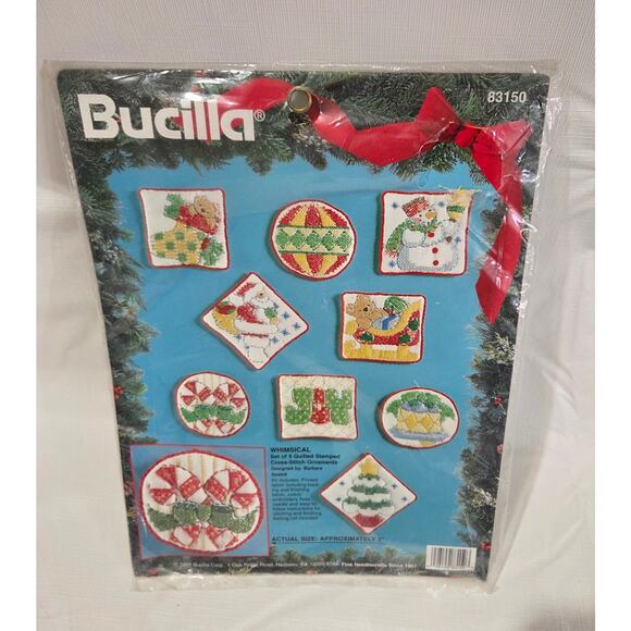Bucilla Set of 2 Christmas Counted Cross Stitch Ornament and Stocking Kits - Picture 2 of 5